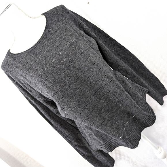 ANN TAYLOR LOFT! WOOL & COTTON BLEND CHARCOAL GRAY FANCY STITCH SWEATER! SZ XL - Picture 1 of 8